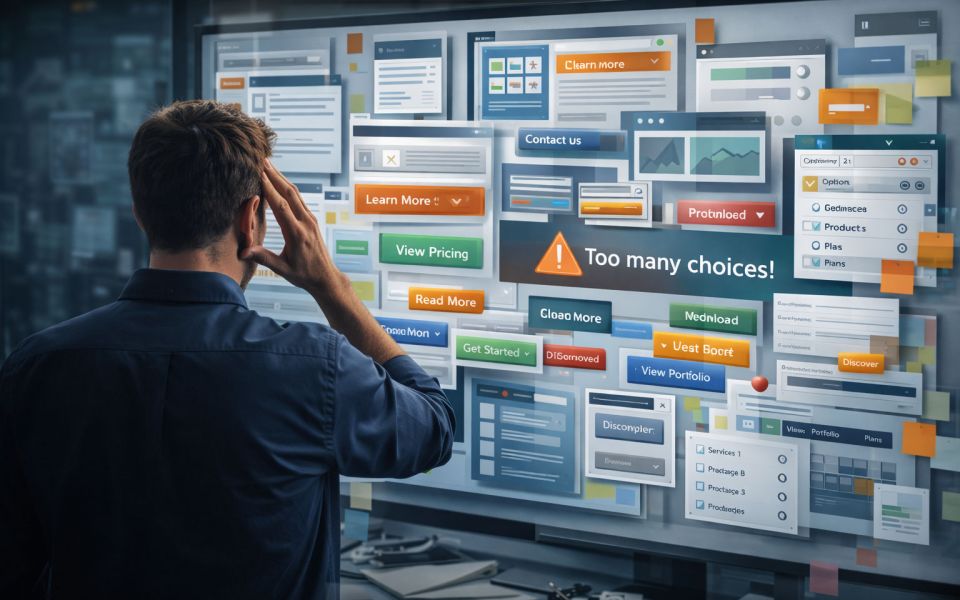 Te veel keuzes op je website: waarom keuzeoverload omzet kost en hoe je conversie structureel verhoogt